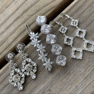 Wedding / Prom Jewelry LOT Crystal Earrings Hair